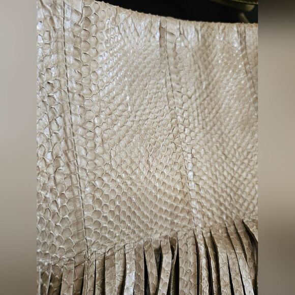 Katherine Kwei Love Knots Olive Green Leather Snakeskin Embossed Hobo - Picture 10 of 11